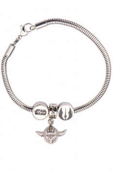 Star Wars Edelstahl-Bettelarmband Yoda, Star Wars Logo & Jedi Order Symbol