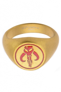 Star Wars Edelstahl-Ring Enamel Filled Mandalorian Symbol (vergoldet)