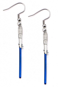 Star Wars Edelstahl-Ohrringe Blue Titanium Plated Star Wars Lightsaber