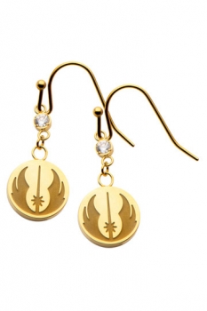 Star Wars Edelstahl-Ohrringe Jedi Symbol & Cubic Zirconia (vergoldet)