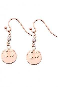 Star Wars Edelstahl-Ohrringe Rebel Alliance Symbol & Cubic Zirconia (vergoldet)