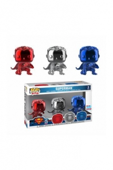 Justice League POP! Vinyl Figuren 3er-Pack Superman (Landing) (Chrome) Fall Convention 2018 9 cm