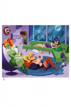 DC Comics Kunstdruck Sleepover Sirens 46 x 61 cm - ungerahmt   Weltweit limitiert auf 400 Stück!