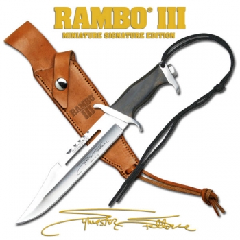 Rambo III Miniatur-Replik John Rambo Messer Stallone Signature Edition 18 cm