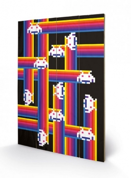 Space Invaders Holzdruck Rainbow Trails 40 x 60 cm