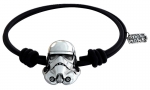 Star Wars Leder-Armband mit Anhänger (versilbert) Stormtrooper schwarz
