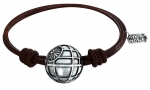 Star Wars Leder-Armband mit Anhänger (versilbert) Todesstern braun