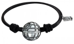 Star Wars Leder-Armband mit Anhänger (versilbert) Todesstern schwarz